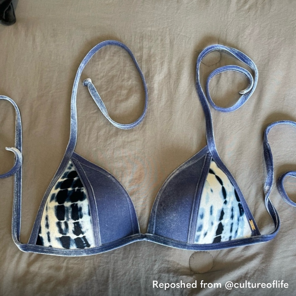 Blue and White Bikini Top